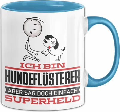Produktbild von Hundeflüsterer Geschenk Tasse Ich Bin Hundeflüsterer Aber Sag Doch Einfach Superheld Lustige Geschenkdiee für Hundeflüsterer Kaffee-Becher (Blau)