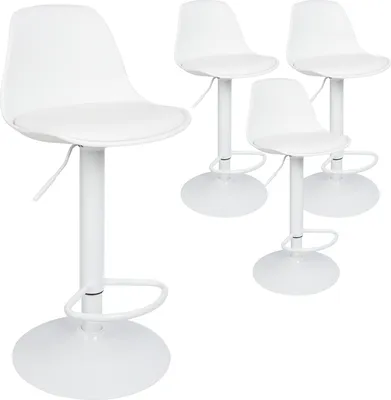 Produktbild von 4er Set Barhocker,Drehbare Barstuhl Tresenhocker Küchenhocker mit stabilem Metallgestell Höhenverstellbar Weiß