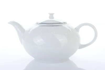 Image de Théière, porcelaine, Opale, 1,20 l, dentelle blanche, bord gris, Thun 1794