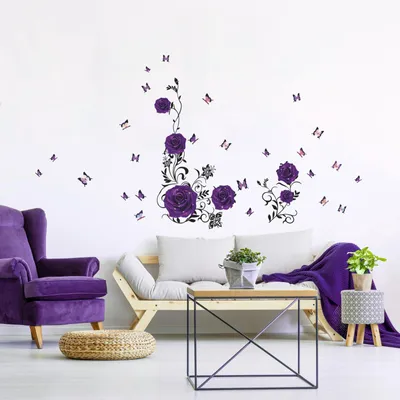 Produktbild von Violette Rosen-Wandsticker – Blumendekoration für Schlafzimmer und Wohnzimmer
