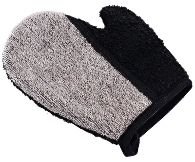 Produktbild von Massage- und Peeling-Handschuh für den Körper aus Polyester und Ramie in Schwarz und Taupe