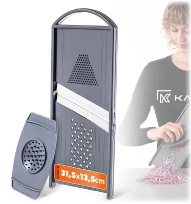 Productafbeelding van KADAX groentehakmachine met 2 roestvrijstalen messen en een opvangbak voor restjes, keukenmachine voor komkommers, aardappelen en andere groenten, koolhakmachine van polypropyleen, koolsnijder (32 x 14 cm)