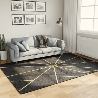 Image de vidaXL Tapis Lavable Noir et Or 160x230 cm Antidérapant