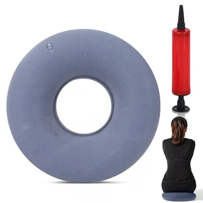 Produktbild von Postoperativer Sitzring, aufblasbares Donut-Kissen mit Pumpe, Steißbeinkissen zur Entlastung (grau)