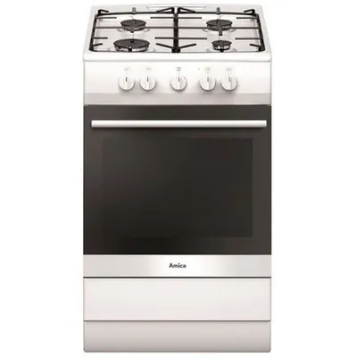 Produktbild von Amica SHGG 11502 W Gasherd, Weiß, 58 l Volumen, 50 cm Breite, , Ober-/Unterhitze, 4 Kochfelder, Hitzeschutz-TÃ1/4r