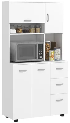 Produktbild von ZMH Küchenschrank mit 4 Türen 3 Schubladen Einlegeboden und großer Ablagefläche 89 x 395 x 168 cm (L x B x H) Weiß