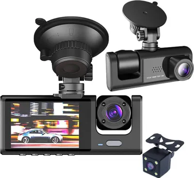 Produktbild von 3-Kamera 1080P Fahrrekorder Auto mit 170? Weitwinkelobjektiv Dashcam (Nachtsichtfunktion)