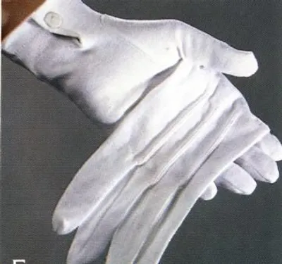 Produktbild von Damen Baumwoll-Handschuhe mit Druckknopf und Biesen
