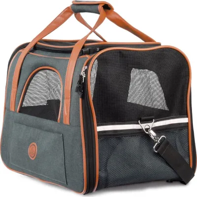 A pet carrier bag is shown against a white background.