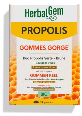 Produktbild von Herbalgem - Lutschtabletten mit Propolis aus biologischem Anbau - 24 Lutschtabletten