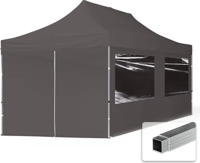 Produktbild von TOOLPORT 3x6m Aluminium Faltpavillon, inkl. 4 Seitenteile, dunkelgrau
