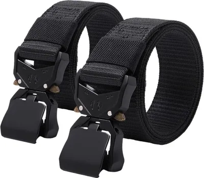 Produktbild von 2er Set Militärgürtel Klappschnalle Gürtel Herren Stoffgürtel 3,8cm