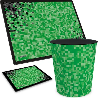 Produktbild von ITENGA Papierkorb Schreibtischunterlage Mauspad Set - ca. 11 Liter - PIXEL