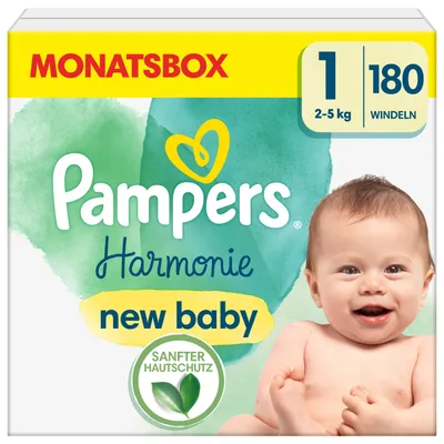 Obrázok produktu pre Pampers® 8006540867808 Pampers® Windeln Harmonie™ Größe Gr.1 (2-5 kg) für Neugeborene (0-3 Monate), 180 St.