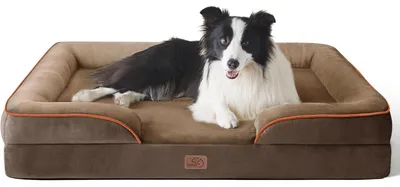 Produktbild von Orthopädisches Hundebett Ergonomisches Hundesofa 89x63 cm mit Kistenschaum für mittlere Hunde, waschbar, rutschfest, braun