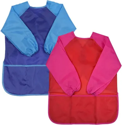 Immagine prodotto di 2 grembiuli da pittura per bambini dai 3 ai 7 anni, grembiuli a maniche lunghe per bambini, grembiuli da pittura per bambine/bambini, grembiuli da pittura per bambini