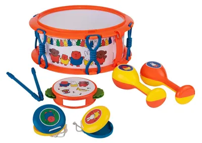 Zdjęcie produktu dla Rubo Toys 2016144, Zestaw zabawek muzycznych, Kastaniety, Bęben, Marakasy, Tamburyn, 3 lat(a), Wielobarwny
