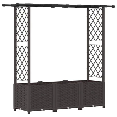 Produktbild von vidaXL Hochbeet mit Rankgitter und Dach Braun 162,5 x 40 x 136 cm PP