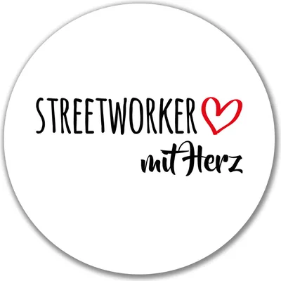 Produktbild von Huuraa Aufkleber Streetworker mit Herz 10cm rund Sticker Geschenkidee