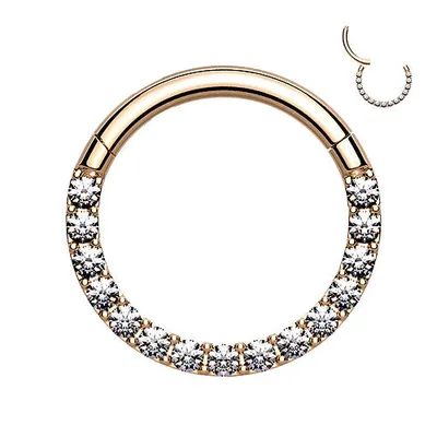 Produktbild von Taffstyle Piercing Septum Clicker Hochwertiges Septum Piercing Nase Ohr Segment Ring Clicker Scharnier Kristalle, Rosegold / 1,2mm / 10mm