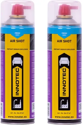 Produktbild von 2 Stück Innotec Air Shot Fresh Blau Instant-Duftexplosion - Hochwertiger Duftspray - Spezielles Parfüm mit organischen Lösungsmitteln - Silikonfrei