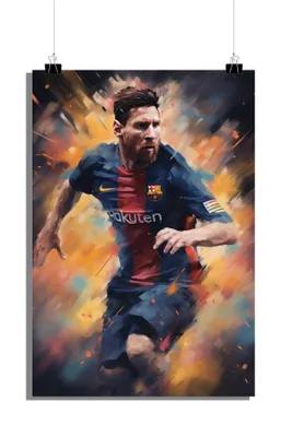 Produktbild von Lionel Messi Poster - Fußball Poster - FC Barcelona Poster - Trikot Poster - 51x71cm - Perfekt zum Einrahmen