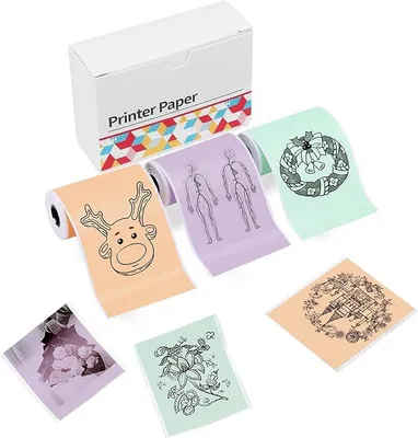 Produktbild von Phomemo Lila/Grün/Orange Selbstklebendes Thermopapier - 20 Jahre klebrig 50mmx3,5m für Journal, Studiennotizen, Tagebücher, Memos, 3 Rollen