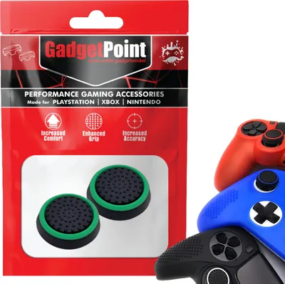 Image de Thumbgrips - Thumbgrips pour PlayStation, PS5, Xbox X/S, One et manette Switch Pro - Thumbgrips pour jeux vidéo - Thumbsticks antidérapants haute performance - Accessoires de protection - Noir/Vert -