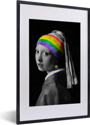 Produktbild von MuchoWow® Gerahmtes Poster Das Mädchen mit dem Perlenohrring - Vermeer 40x60 cm - Poster mit Schwarzem Bilderrahmen Wandposter Rahmen Foto Bilder - Poster in Rahmen