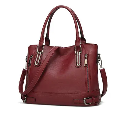 Produktbild von Damen Handtasche, Mode Tote Bag, Mittel Kunstleder Tasche, Groß Kapazität Schultertasche, Business Tasche, Weinrot