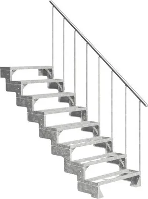 Produktbild von Aussentreppe Pertura Tallis mit Geländer 8 Steigungen Einlegestufen 100 cm Metall
