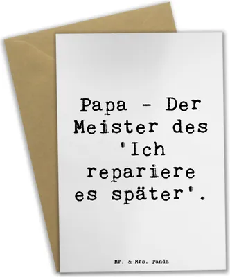 Produktbild von Mr. & Mrs. Panda babykarte Spruch Papa Meister - Weiß - Geschenk, Reparaturen, Handarbeit, Daddy, herzerwärmende Sprüche, weihnachtskarten, Familiendynamik, Humor, Dad