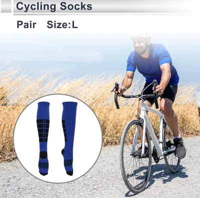Produktbild von Radfahr Socken Atmungsaktiv Formend Schwei?absorbierend Outdoor Fahrrad Socken Blau Schwarz Gr??e L Neutral und Universal 1 Paar
