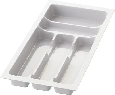 Produktbild von Bestecklade für Schubladen 30 cm Breite 23 cm x Tiefe 49 cm Auf Maß zuschneidbar mit 5 Fächern Farbe: weiß Besteckbox Organizersystem