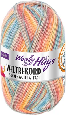 Produktbild von Woolly Hugs Weltrekord Sockenwolle 4-fädig 75% Schurwolle/25% Polyamid 420m/100g 02 | orange/petrol