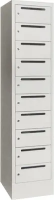 Produktbild von Postverteilerschrank, Schließfachschrank, 1 Abteil a 400 mm, 10 Fächer, 1.850 x 400 x 500 mm (HxBxT), Korpus tiefschwarz, Front tiefschwarz