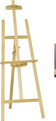 Produktbild von Staffelei Holz 134,5 cm hoch Holzstaffelei für Leinwände bis 108 cm Feldstaffelei Atelierstaffelei für Malerei, Skizze, Hochzeit, Ausstellung Natur