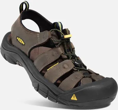 A single brown KEEN sandal is shown against a white background.