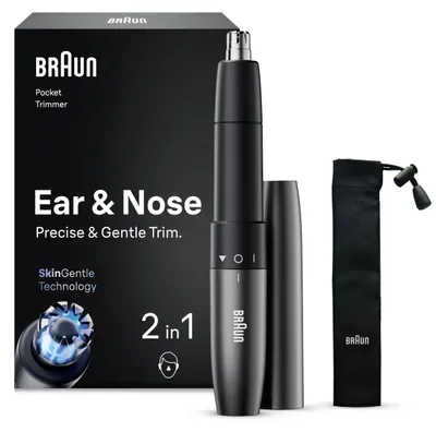 Produktbild von Braun Ohren Und Nasenhaartrimmer, Trimmer mit Doppelklingen, EN21, Grau