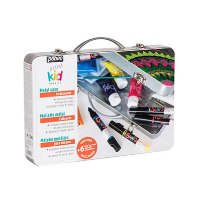 Produktbild von Pebeo Artist Kid Acrylfarben- und Marker-Set in Metallbox