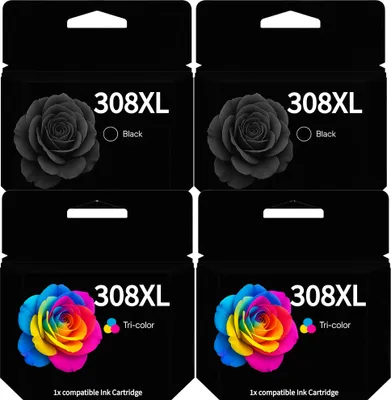 Produktbild von 4 Eurotone kompatible Tintenpatronen ersetzen HP 308XL Black Color