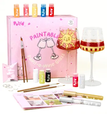 Image de Solidchoice - Kit de peinture sur verre "faites-le vous-même" avec verres à vin