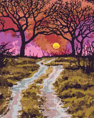 Produktbild von Zuty - Malen nach Zahlen - EIN WEG IM HERBST UND SONNENUNTERGANG, 40x50 cm, mit Keilrahmen (bereits gespannt)