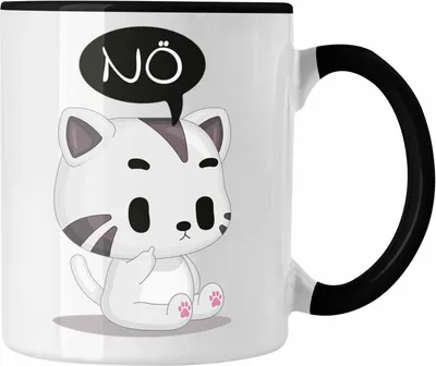 Produktbild von Trendation - Katze Nö Tasse Lustige Kaffeetasse für Frauen Kollegin Geschenkidee (Schwarz)