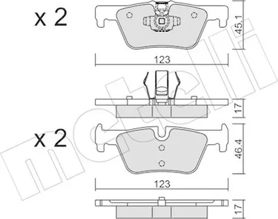 Produktbild von METELLI Bremsbeläge Satz Hinten Bremsklötze für BMW 1 Schrägheck (E87) 22-0962-0