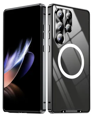 Produktbild von Für Samsung Galaxy S25 Ultra 5G Magnetische Magsafe Frosted Metall Design Schutz Hülle Cover Schwarz