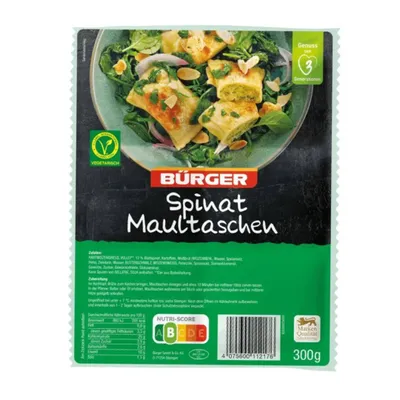 Produktbild von Bürger - Spinat Maultaschen, 300 g Beutel