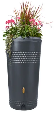 Immagine prodotto di 4rain MILO 2in1 serbatoio per pioggia 230 litri grigio grafite incl. ciotola per piante