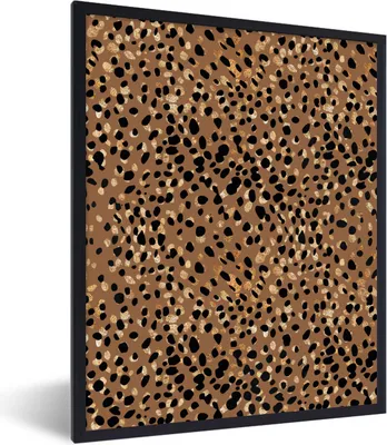 Produktbild von MuchoWow® Gerahmtes Poster Tiere - Muster - Leopard 60x80 cm - Poster mit Schwarzem Bilderrahmen Wandposter Rahmen Foto Bilder - Premium - Wanddeko Wohnzimmer