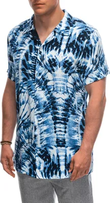 Zdjęcie produktu dla Ombre Clothing Koszula męska z krótkim rękawem Makau Navy White M